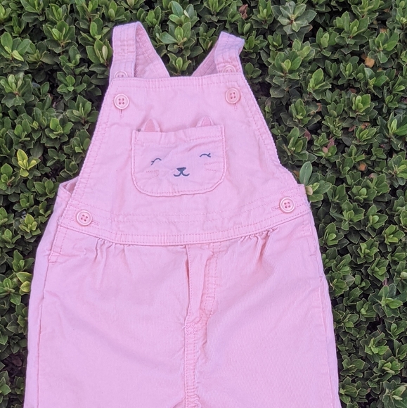 Set of 2  pink corduroy bib overalls size 9 Months - Picture 3 of 10